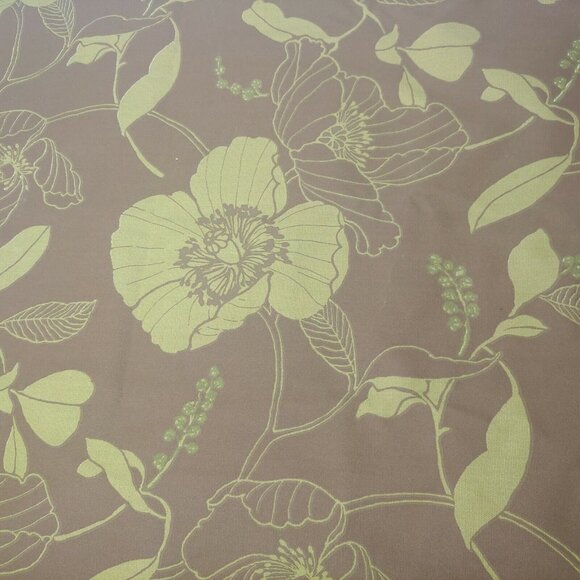 Morning Glory Floral Print Upholstery Fabric Brown Chartreuse Leaves Craft Home - Picture 2 of 6